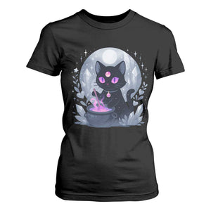 Witchy Black Cat T Shirt For Women Brewing Magic Funny Pastel Goth Art TS12 Black Print Your Wear
