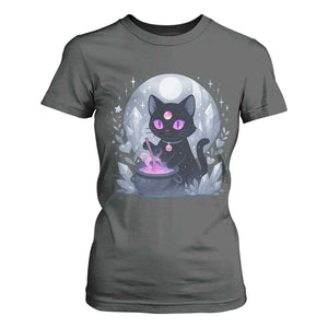 Witchy Black Cat T Shirt For Women Brewing Magic Funny Pastel Goth Art TS12 Dark Heather Print Your Wear
