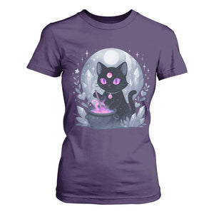 Witchy Black Cat T Shirt For Women Brewing Magic Funny Pastel Goth Art TS12 Purple Print Your Wear