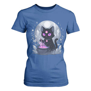 Witchy Black Cat T Shirt For Women Brewing Magic Funny Pastel Goth Art TS12 Royal Blue Print Your Wear