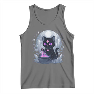 Witchy Black Cat Tank Top Brewing Magic Funny Pastel Goth Art TS12 Black Heather Print Your Wear