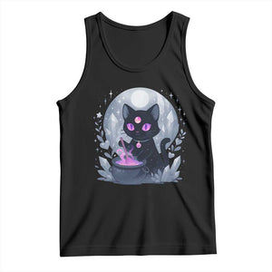 Witchy Black Cat Tank Top Brewing Magic Funny Pastel Goth Art TS12 Black Print Your Wear
