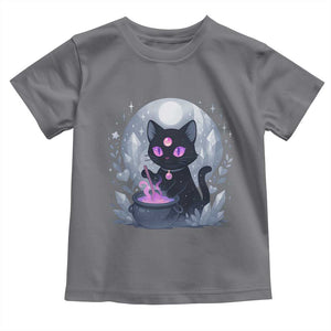 Witchy Black Cat Toddler T Shirt Brewing Magic Funny Pastel Goth Art TS12 Charcoal Print Your Wear