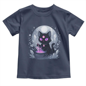 Witchy Black Cat Toddler T Shirt Brewing Magic Funny Pastel Goth Art TS12 Navy Print Your Wear