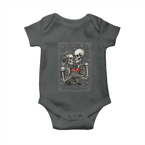 Love Is All You Need Baby Onesie Skeleton Lovers Funny Halloween Tarot TS12 Dark Heather Print Your Wear