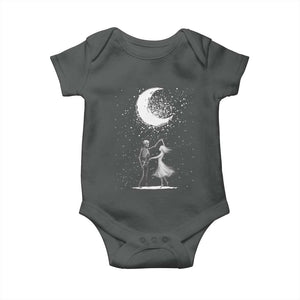 Skeleton Lover Dancing Under The Moon Dark Romantic Art Baby Onesie TS12 Dark Heather Print Your Wear