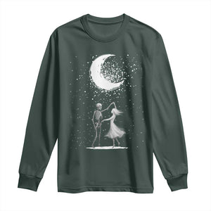 Skeleton Lover Dancing Under The Moon Dark Romantic Art Long Sleeve Shirt TS12 Dark Forest Green Print Your Wear