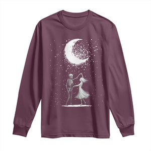 Skeleton Lover Dancing Under The Moon Dark Romantic Art Long Sleeve Shirt TS12 Maroon Print Your Wear