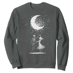 Skeleton Lover Dancing Under The Moon Dark Romantic Art Sweatshirt TS12 Dark Heather Print Your Wear