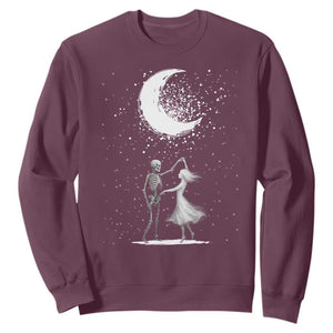 Skeleton Lover Dancing Under The Moon Dark Romantic Art Sweatshirt TS12 Maroon Print Your Wear