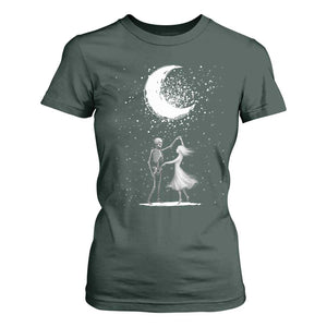 Skeleton Lover Dancing Under The Moon Dark Romantic Art T Shirt For Women TS12 Dark Forest Green Print Your Wear