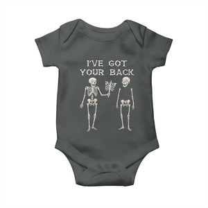 Funny Skeleton Baby Onesie I Have Got Your Back Bone Pun TS12 Dark Heather Print Your Wear
