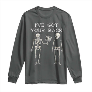 Funny Skeleton Long Sleeve Shirt I Have Got Your Back Bone Pun TS12 Dark Heather Print Your Wear