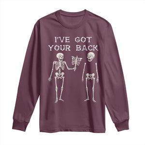Funny Skeleton Long Sleeve Shirt I Have Got Your Back Bone Pun TS12 Maroon Print Your Wear