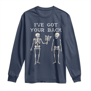 Funny Skeleton Long Sleeve Shirt I Have Got Your Back Bone Pun TS12 Navy Print Your Wear