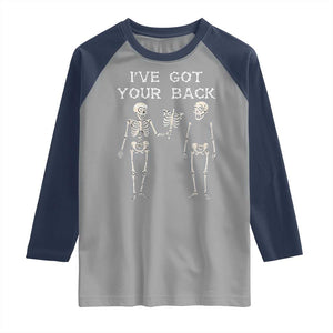 Funny Skeleton Raglan Shirt I Have Got Your Back Bone Pun TS12 Sport Gray Navy Print Your Wear