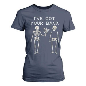 Funny Skeleton T Shirt For Women I Have Got Your Back Bone Pun TS12 Navy Print Your Wear