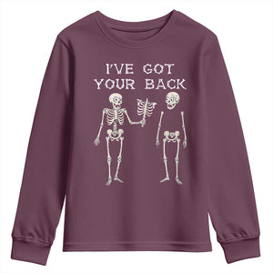 Funny Skeleton Youth Sweatshirt I Have Got Your Back Bone Pun TS12 Maroon Print Your Wear