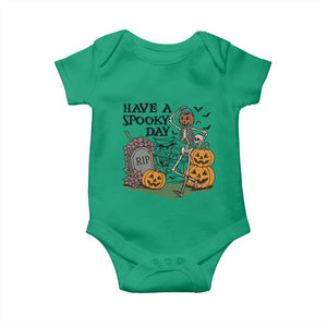 Funny Halloween Skeleton Baby Onesie Have A Spooky Day TS12 Irish Green Print Your Wear