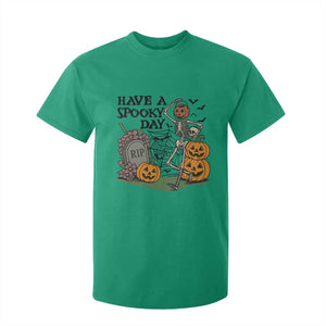 Funny Halloween Skeleton T Shirt For Kid Have A Spooky Day TS12 Irish Green Print Your Wear