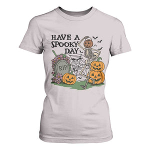 Funny Halloween Skeleton T Shirt For Women Have A Spooky Day TS12 Ice Gray Print Your Wear