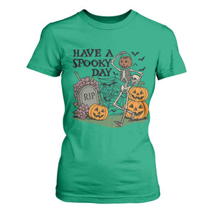 Funny Halloween Skeleton T Shirt For Women Have A Spooky Day TS12 Irish Green Print Your Wear