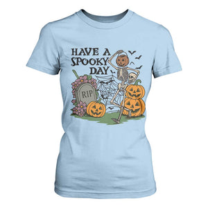 Funny Halloween Skeleton T Shirt For Women Have A Spooky Day TS12 Light Blue Print Your Wear