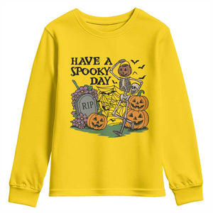 Funny Halloween Skeleton Youth Sweatshirt Have A Spooky Day TS12 Daisy Print Your Wear