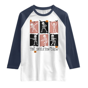 Funny The Skeleton Crew Raglan Shirt Dancing Skeletons Halloween For Boys Girl Kids TS12 White Navy Print Your Wear