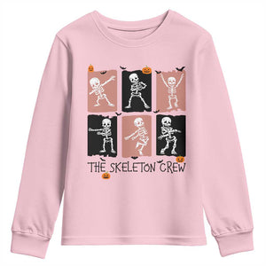 Funny The Skeleton Crew Youth Sweatshirt Dancing Skeletons Halloween For Boys Girl Kids TS12 Light Pink Print Your Wear