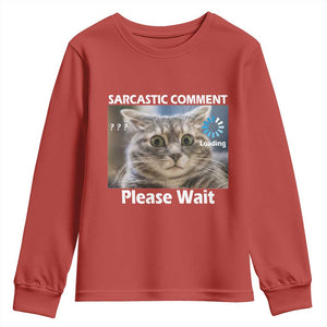 Sarcastic Comment Loading Please Wait Youth Sweatshirt Funny Cat Meme Gift TS12 Red Print Your Wear