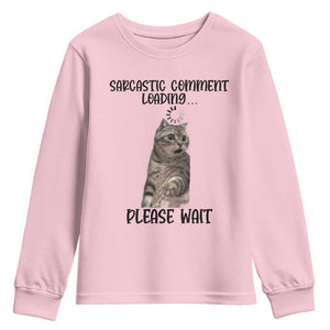 Funny Cat Meme Sarcastic Youth Sweatshirt Sarcastic Comment Loading TS12 Light Pink Print Your Wear