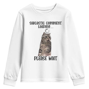 Funny Cat Meme Sarcastic Youth Sweatshirt Sarcastic Comment Loading TS12 White Print Your Wear