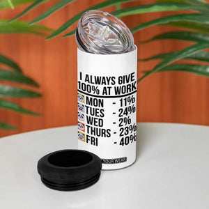 I Always Give 100% At Work 4 in 1 Can Cooler Tumbler Funny Panda Office Mood TS12 Print Your Wear