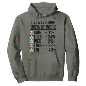 I Always Give 100% At Work Hoodie Funny Panda Office Mood TS12 Military Green Print Your Wear