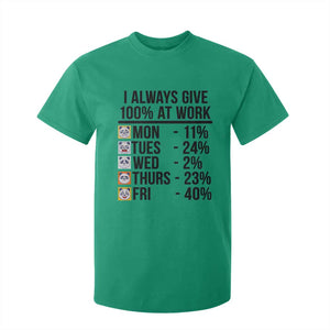 I Always Give 100% At Work T Shirt For Kid Funny Panda Office Mood TS12 Irish Green Print Your Wear