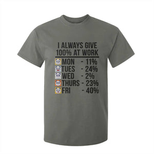 I Always Give 100% At Work T Shirt For Kid Funny Panda Office Mood TS12 Military Green Print Your Wear
