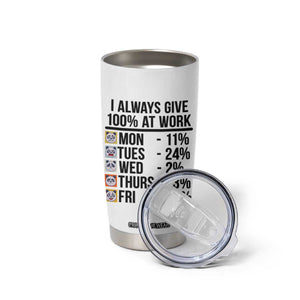 I Always Give 100% At Work Tumbler Cup Funny Panda Office Mood TS12 Print Your Wear