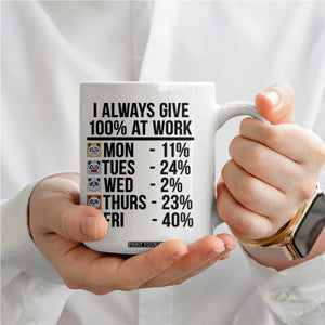I Always Give 100% At Work Coffee Mug Funny Panda Office Mood TS12 Print Your Wear