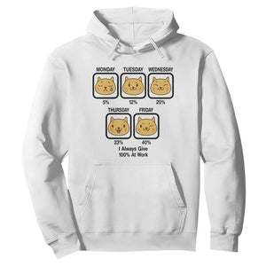 Funny Cat Office Mood Hoodie I Always Give 100% At Work Quote TS12 White Print Your Wear