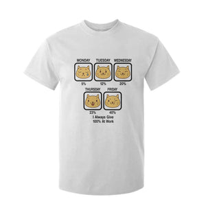Funny Cat Office Mood T Shirt For Kid I Always Give 100% At Work Quote TS12 White Print Your Wear