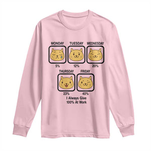 Funny Cat Office Mood Long Sleeve Shirt I Always Give 100% At Work Quote TS12 Light Pink Print Your Wear