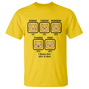Funny Cat Office Mood T Shirt I Always Give 100% At Work Quote TS12 Daisy Print Your Wear