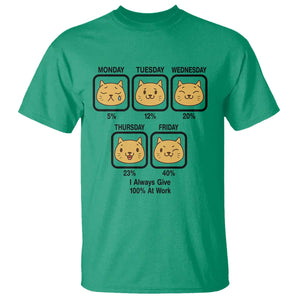 Funny Cat Office Mood T Shirt I Always Give 100% At Work Quote TS12 Irish Green Print Your Wear
