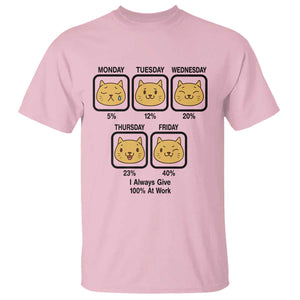 Funny Cat Office Mood T Shirt I Always Give 100% At Work Quote TS12 Light Pink Print Your Wear