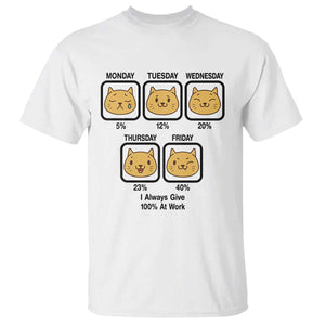 Funny Cat Office Mood T Shirt I Always Give 100% At Work Quote TS12 White Print Your Wear