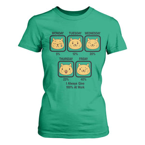 Funny Cat Office Mood T Shirt For Women I Always Give 100% At Work Quote TS12 Irish Green Print Your Wear
