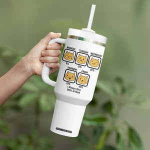 Funny Cat Office Mood Tumbler With Handle I Always Give 100% At Work Quote TS12 Print Your Wear