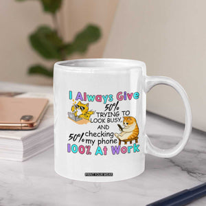Sarcastic Cat Lover Coffee Mug I Always Give 100% At Work Office Humor TS12 Print Your Wear