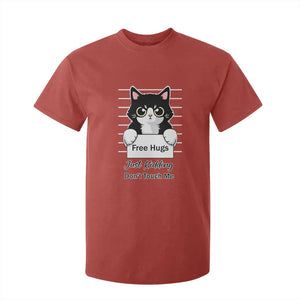 Funny Black Cat Quote T Shirt For Kid Free Hugs Just Kidding Do Not Touch Me TS12 Red Print Your Wear